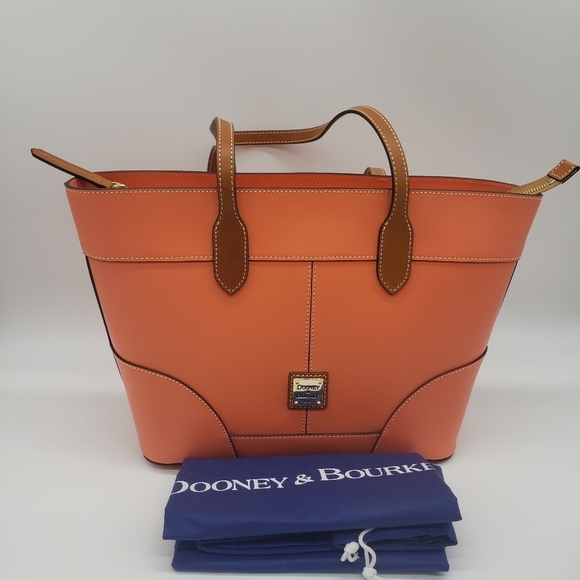 861- DOONEY & BOURKE LEATHER SATCHEL BAG CORAL COLOR NWT - Picture 6 of 11